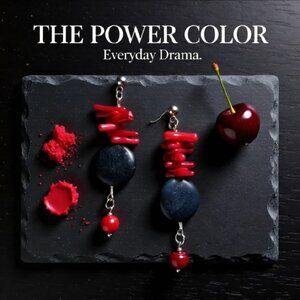 Genuine Coral Branches + Black Jasper Beads Earrings ~ Edgy! Eclectic! Elegant!